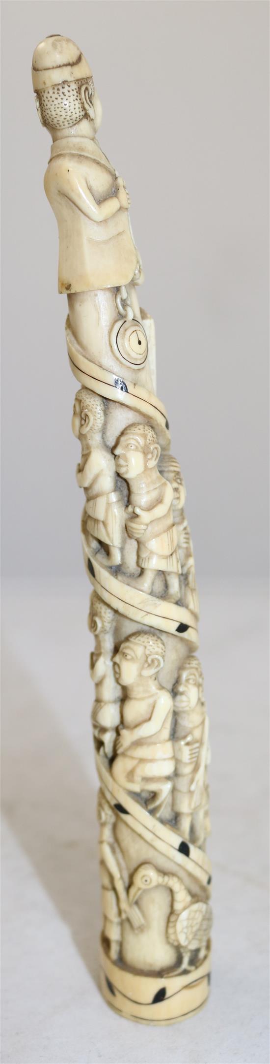 An early 20th century Belgian Congo ivory tusk, 8.5in.